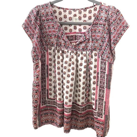 GAP Boho Shirt Short-Sleeve Flowy Top Blouse Size Small - Picture 1 of 3
